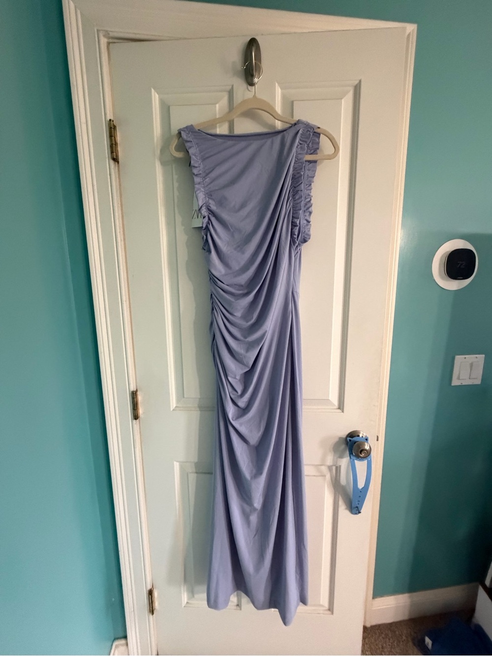 Zara Lavender Ruched One-Shoulder Maxi Dress